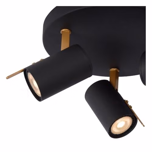 Lucide Grony Dimmable and Adjustable LED Ceiling Spotlight GU10 in Black and Gold/Brass – 3