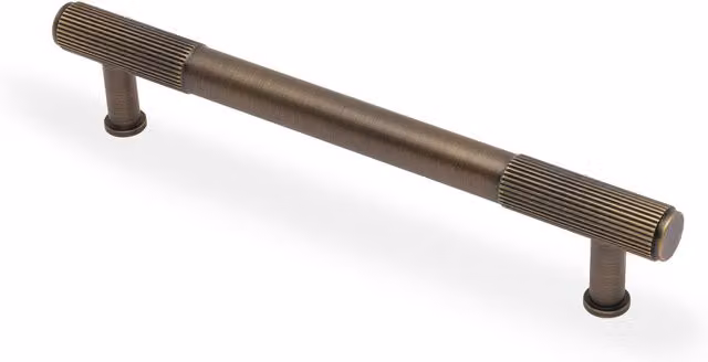 Handle & Home Reeded T-Bar Cabinet Handles in Polished Brown Brass, 197mm