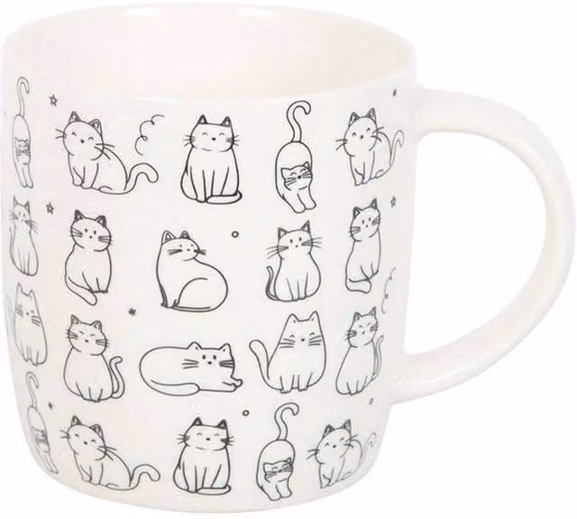 Something Different White Happy Cat Ceramic Mug