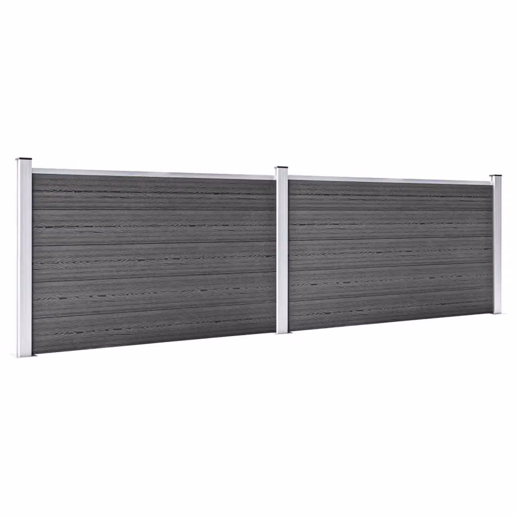 Berkfield Home WPC Fence Panel Set in Black, W: 353 cm, H: 105 cm – 2