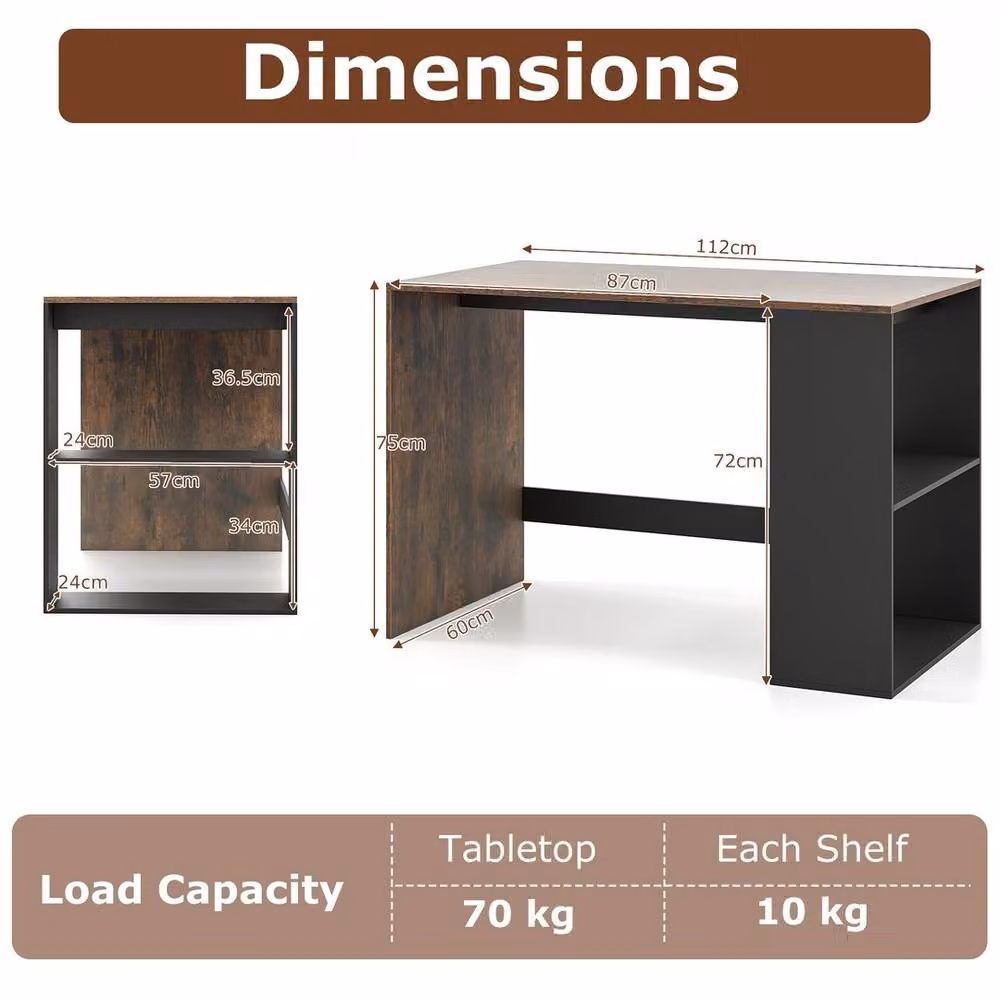 Kelvenix Modern Brown Wooden Computer Desk for Home Office – 2