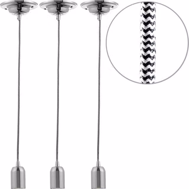 Litecraft Industrial Style Braided Herringbone Pendant Cable Kit in Silver