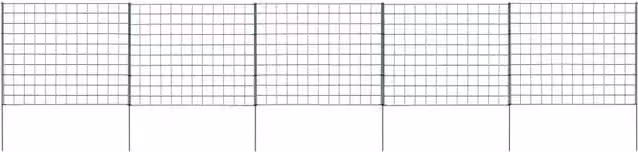 Berkfield Green Powder-Coated Steel In-Ground Garden Fence Set, W: 77.5 cm, H: 64 cm