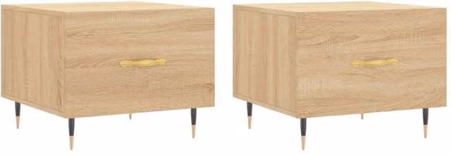 Berkfield Home Set of 2 Sonoma Oak Coffee Tables in Light Brown, W/D/H: 50 x 50 x 40 cm – 1