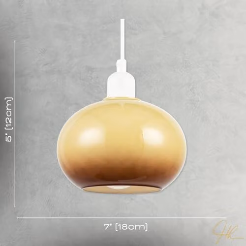 Happy Homewares Amber Glass Globe Pendant Lamp Shade in Rounded Sphere Form, W/D/H: 18 x 18 x 12 cm – 3