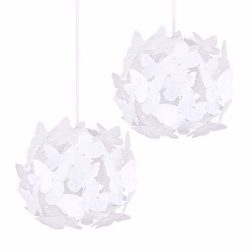 ValueLights Pair of Modern White Sphere Paper Ceiling Pendant Light Shades, Shade Width: 31.5 cm