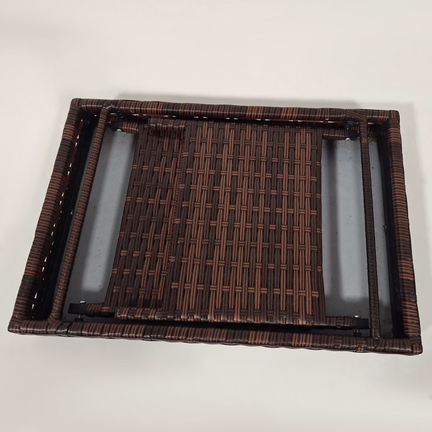 Outsunny Foldable Brown Rattan Outdoor Coffee Table with Powder Coated Steel Frame – 8