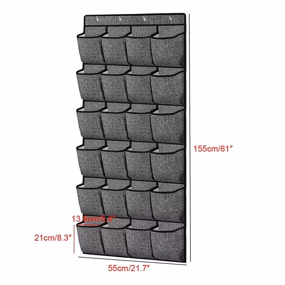 NESTLUNE 24 Pocket Over Door Hanging Shoe Rack Storage in Grey – 2
