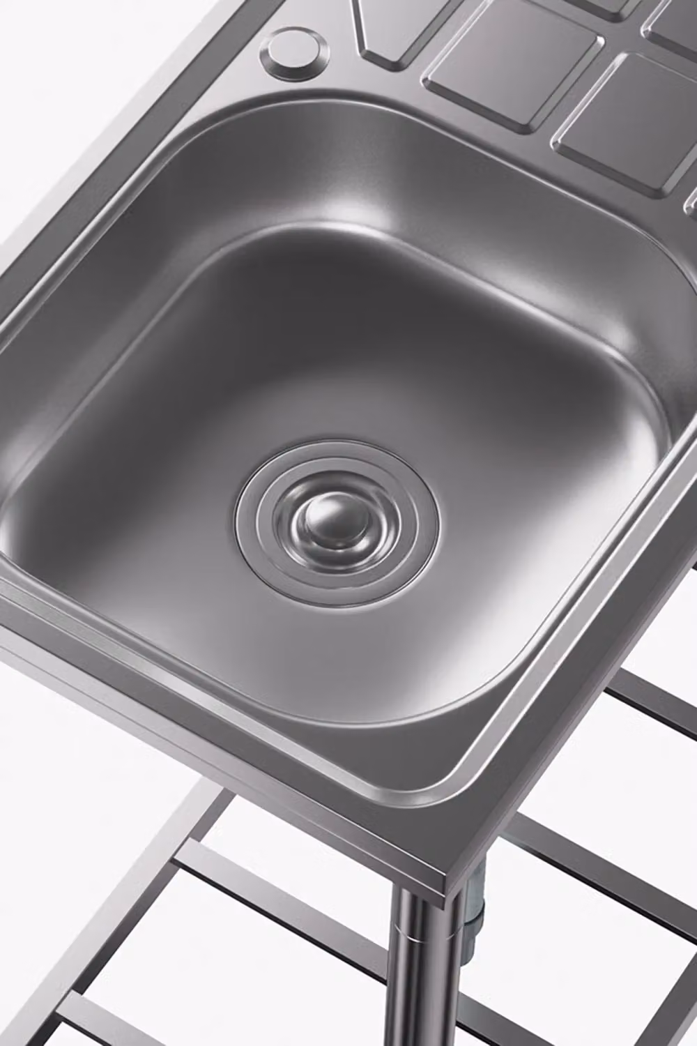Living and Home Free Standing Stainless Steel Single Bowl Sink in Silver, W/D/H: 75 x 40 x 85 cm – 5