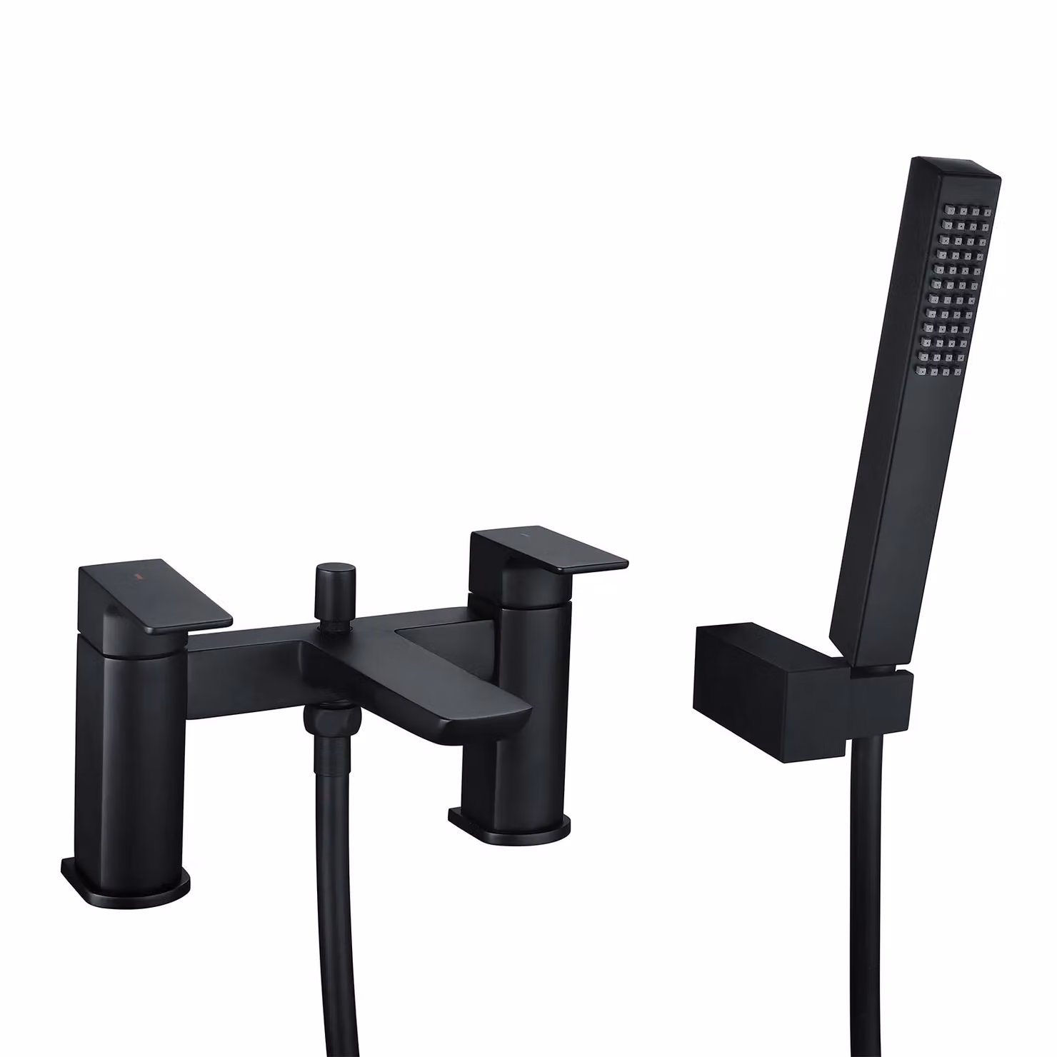 Nes Home Matte Black Modern Brass Bath and Shower Mixer Tap Set – 2