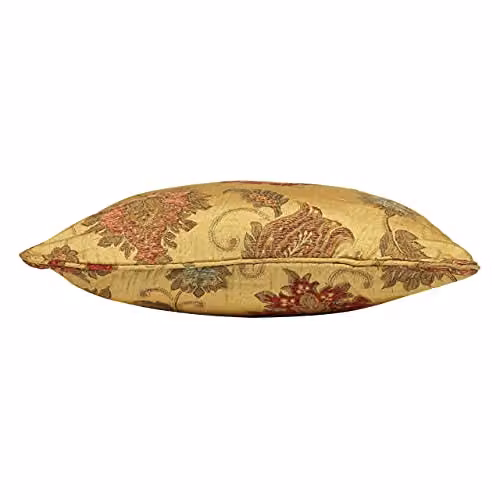 Paoletti Zurich Floral Jacquard Filled Cushion in Gold and Yellow, W/D/H: 45 x 45 x 45 cm – 2