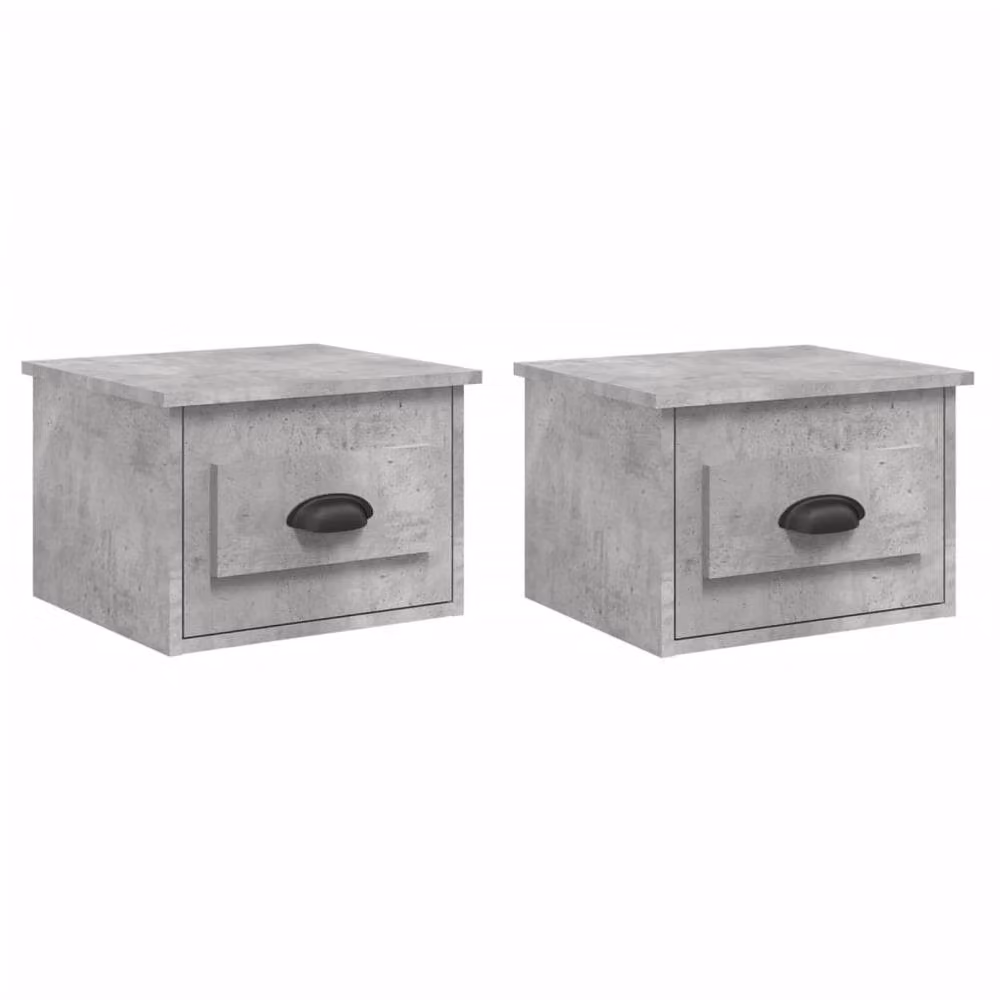 Berkfield Home Elegant Wall-mounted Bedside Cabinets, 2 Piece, Concrete Grey, W: 41.5 cm, D: 36 cm, H: 28 cm – 2