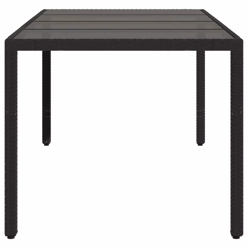 Berkfield Home Modern Black Poly Rattan Garden Table with Glass Top, W: 190 cm, D: 90 cm, H: 75 cm – 3