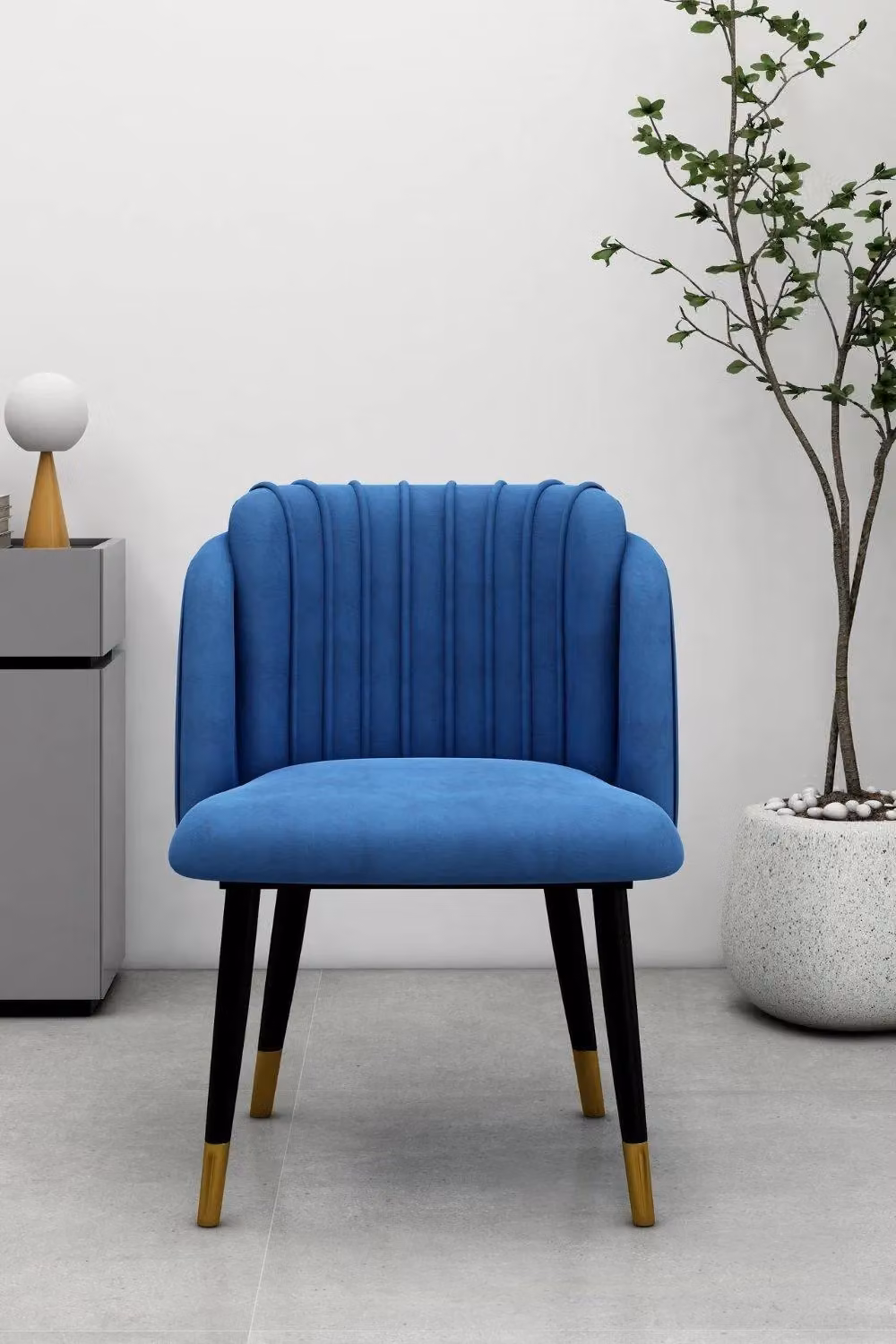 Life Interiors Milano Velvet Dining Chairs, Set of 2, Blue with Gold and Metal Legs – 2