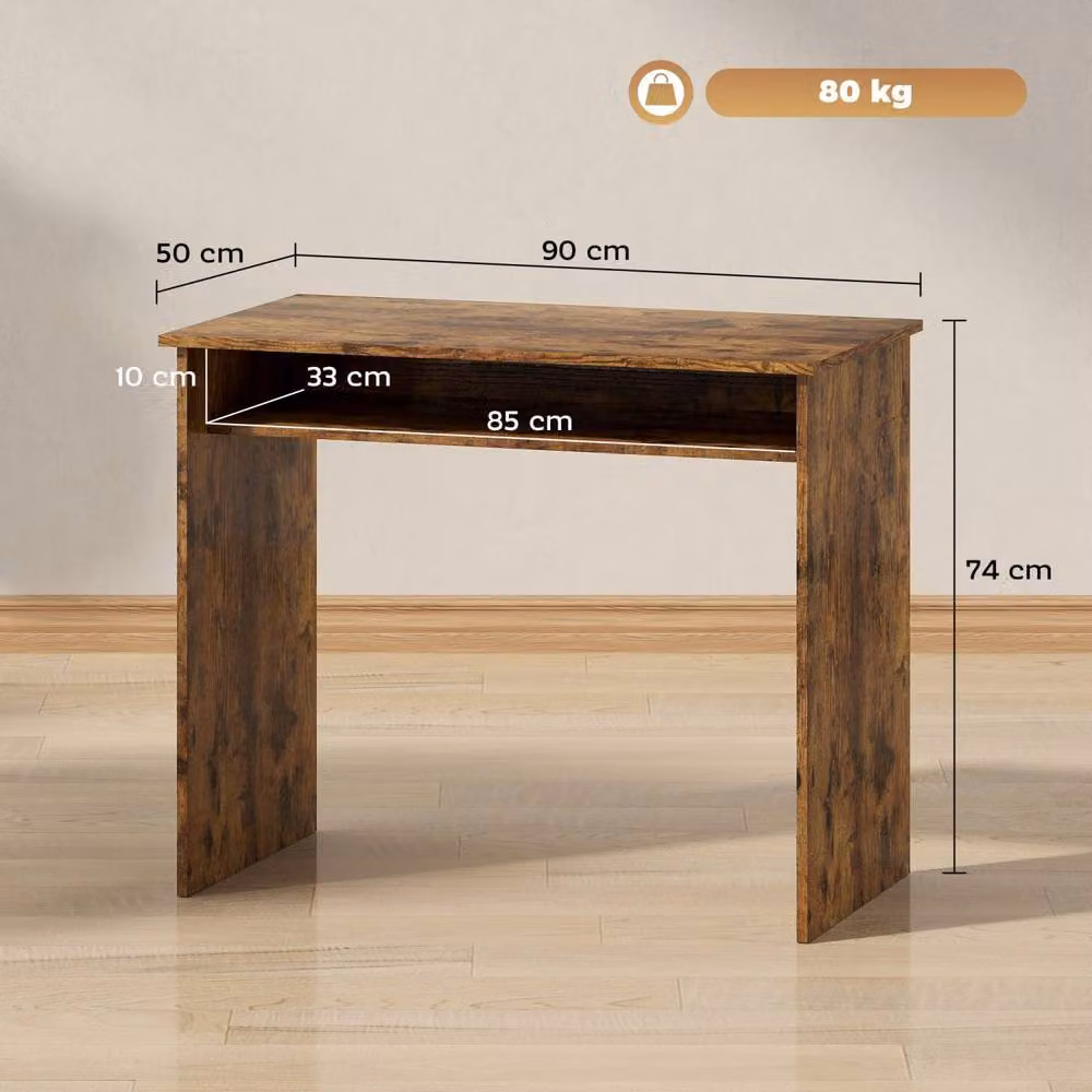 Wyld Haus Nonoel Wood Effect Writing Desk with Shelving in Brown, W: 90 cm – 4