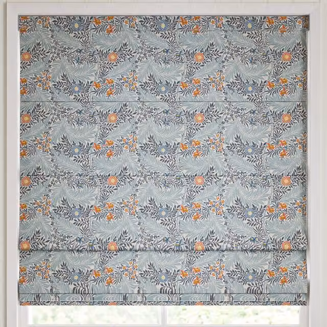 William Morris At Home Larkspur Made to Measure Blackout Roman Blind in Woad Floral Design