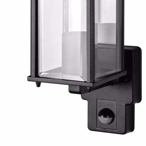 CGC Lighting Black Outdoor Wall Lantern with PIR Motion Sensor and Transparent Bevelled Glass – 5