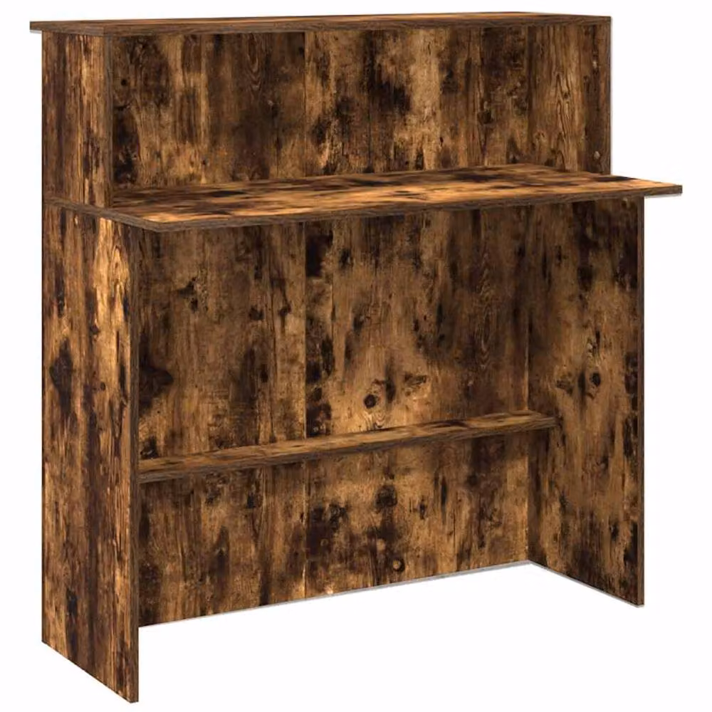 Berkfield Home Smoked Oak Reception Desk in Brown, W/D/H: 180 x 50 x 103.5 cm – 5