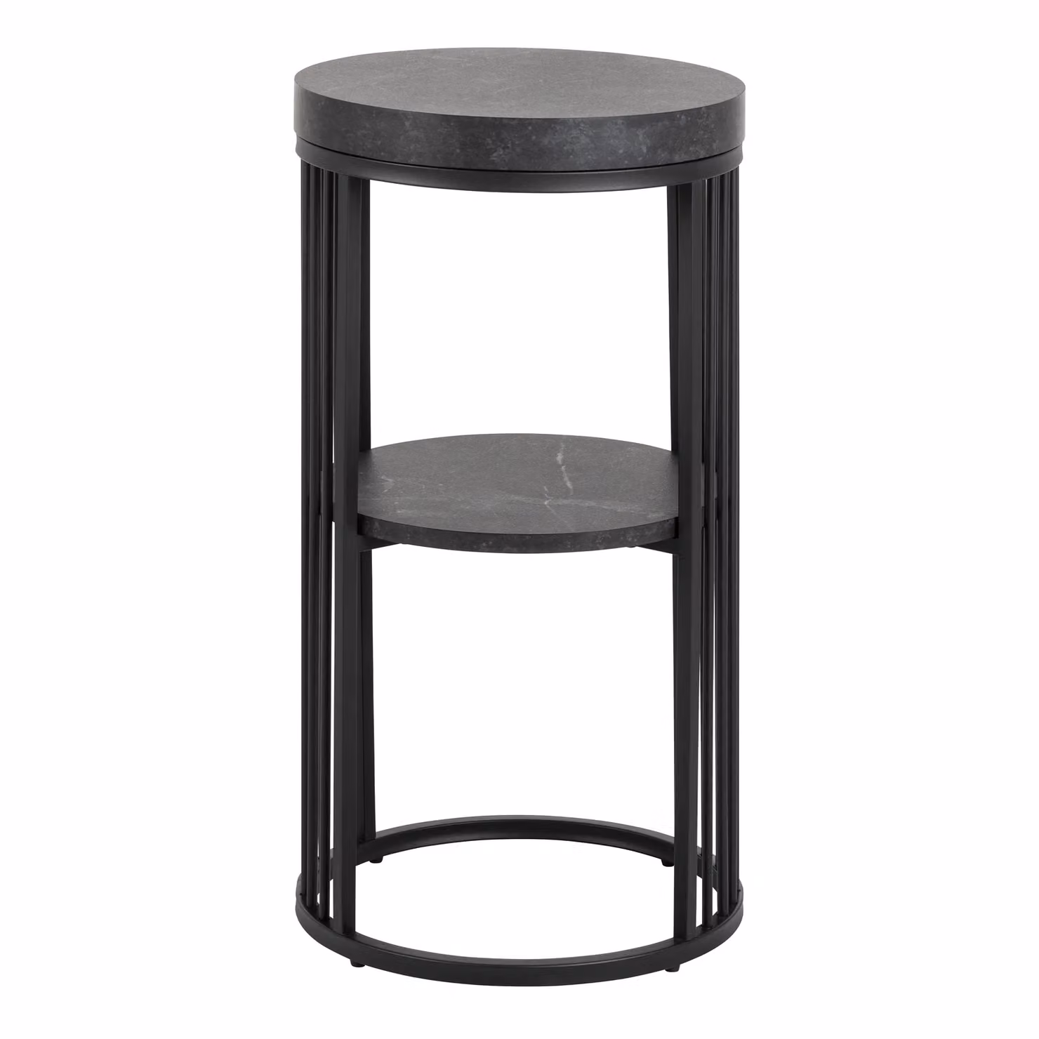 Furniture To Go Strington Round Bedside Table with 1 Shelf in Matt Black – 2