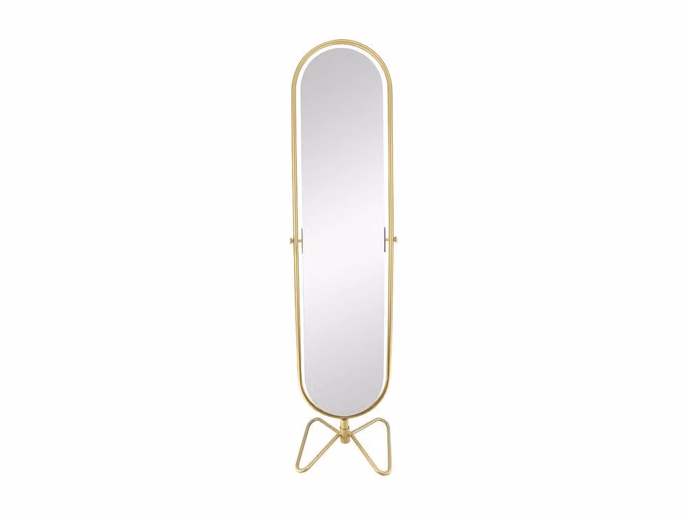 OZAIA Modern Pivoting Full-Length Rectangular Mirror on Metal Stand, Gold, W: 45 cm, H: 171 cm – 2