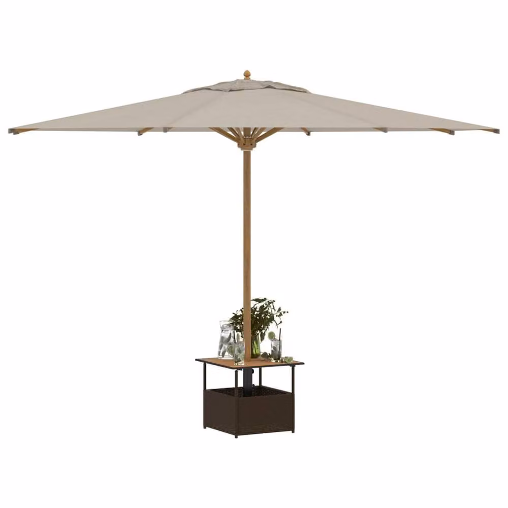 Berkfield Home Brown Poly Rattan Garden Table with Parasol Hole, W/D/H: 55 x 55 x 46.5 cm – 4