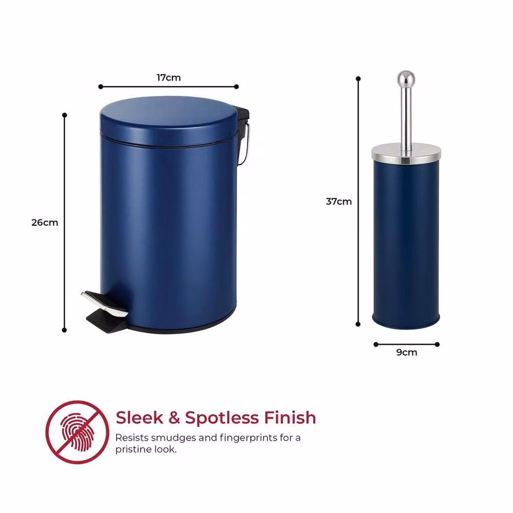 NESTLUNE 3L Blue Pedal Bin and Toilet Brush Set – 1