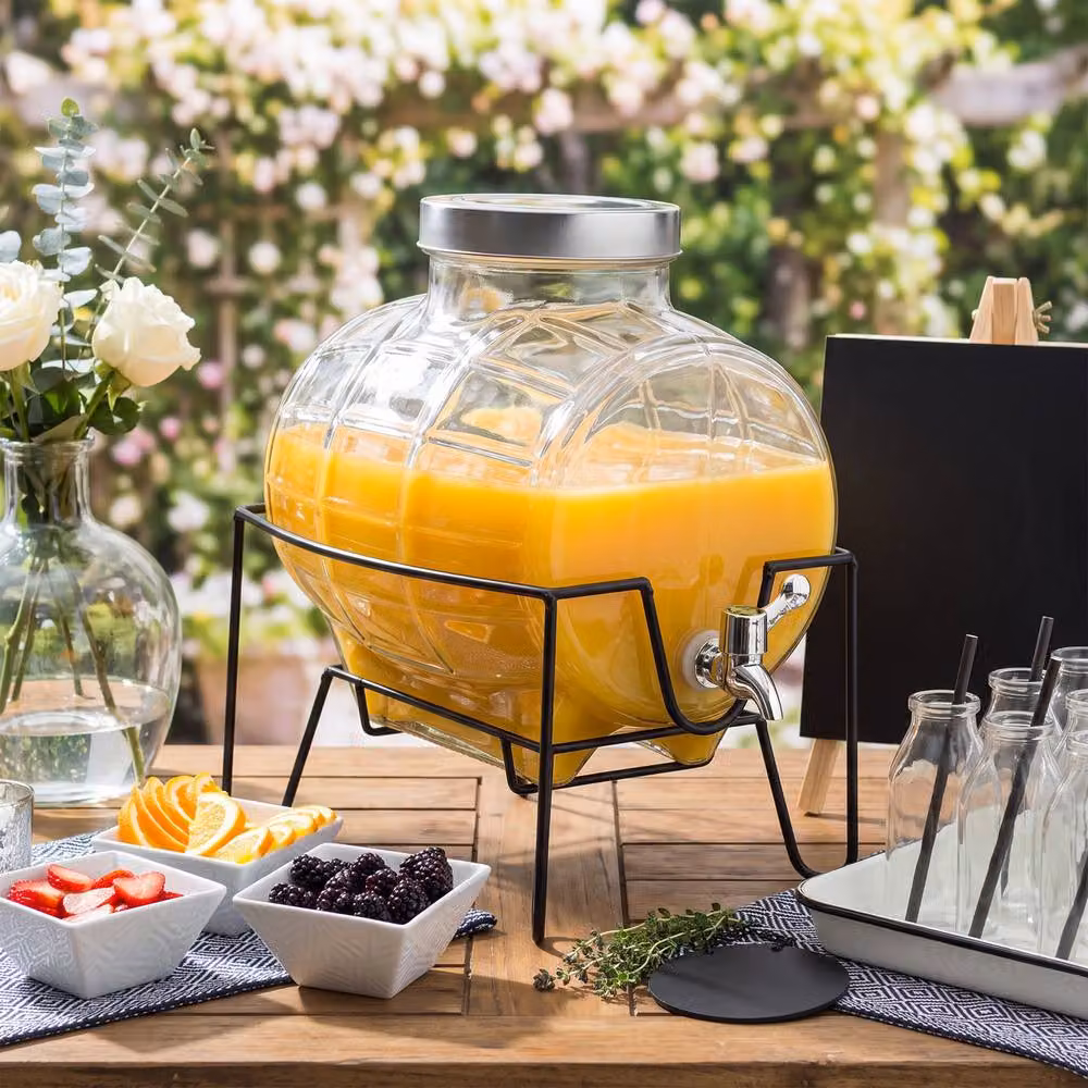 Crystals 8L Glass Drinks Dispenser with Metal Stand and Tap in Clear – 3