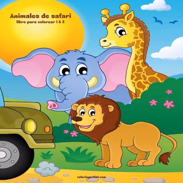 Nick Snels Animales de safari colouring book 1 2 multicolour paperback