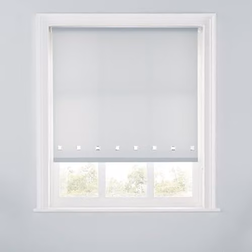 A.Unique Home Trimmable Square Eyelet Roller Blind, Grey, W: 180 cm, H: 170 cm