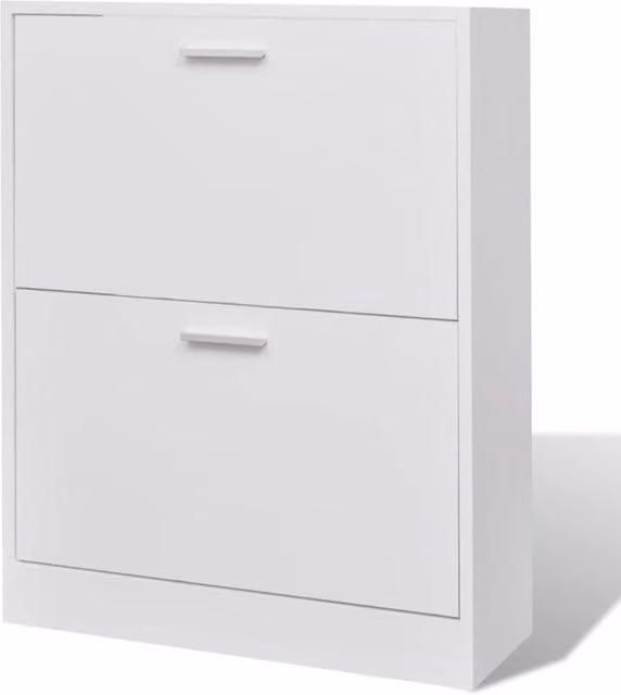 Berkfield Home White Wooden Shoe Cabinet with 2 Tilting Compartments and Internal Shelves