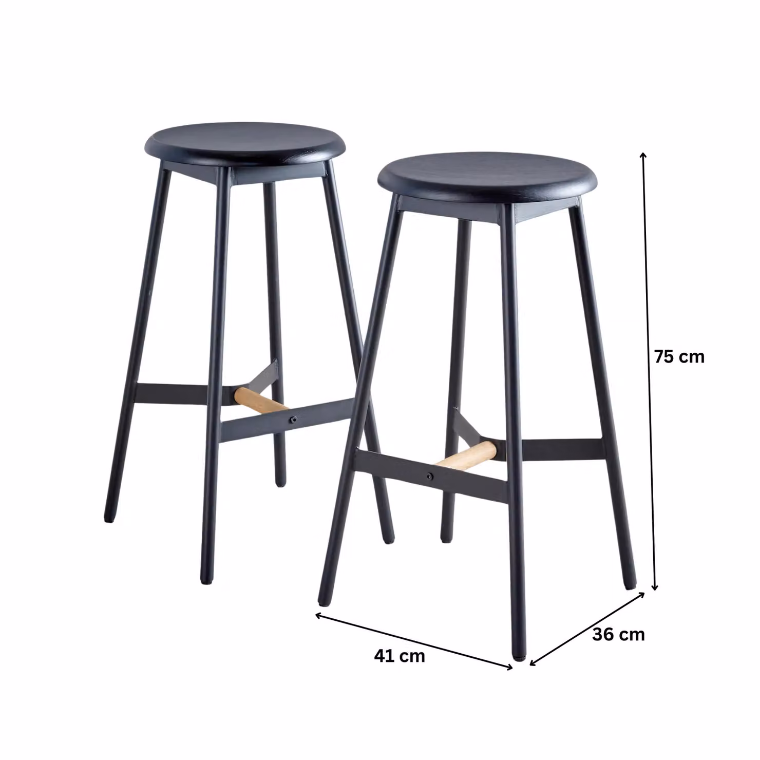 Home Source Bar Table and Stool Set with Black Metal Frame and Oak Wood Finish – 2