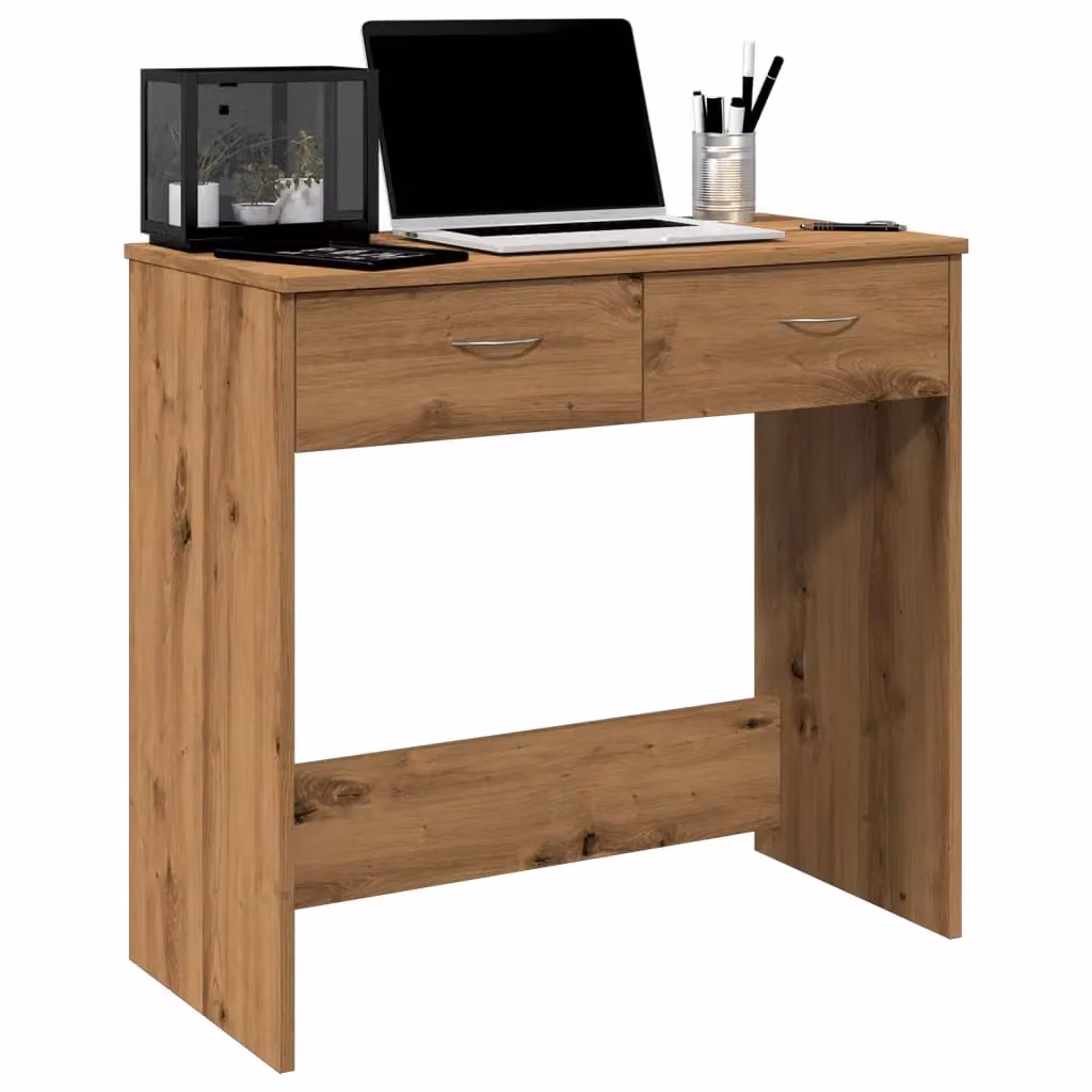 Berkfield Artisan Oak Writing Desk in Brown, W/D/H: 80 x 40 x 75 cm – 3