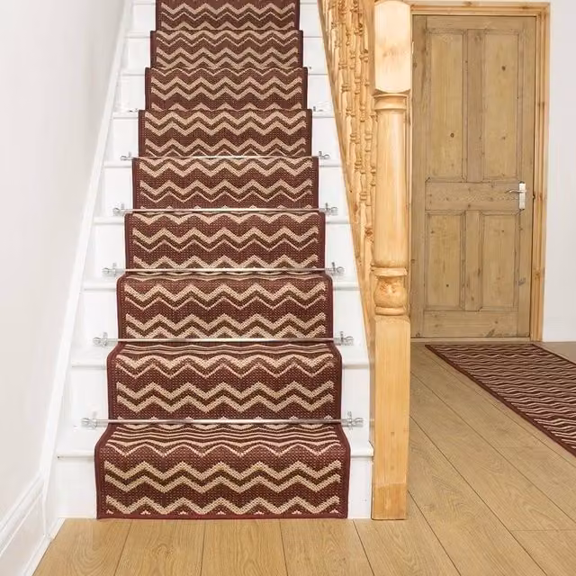 runrug Chevron Red Non-Slip Stair Runner Carpet, W: 66 cm, L: 510 cm – 1