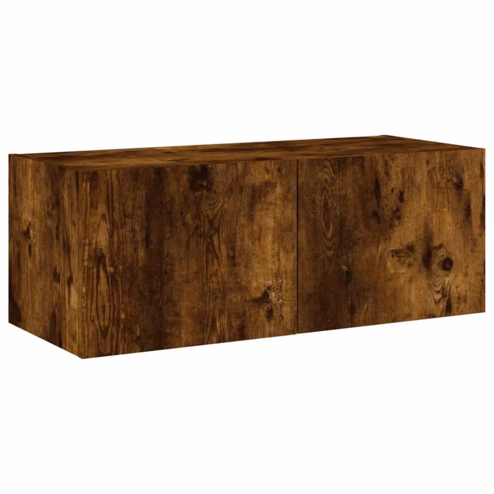 Berkfield Home Modern Wall Mounted TV Cabinet with Integrated LED Lights in Smoked Oak Brown, W: 80 cm, D: 35 cm, H: 31 cm – 6