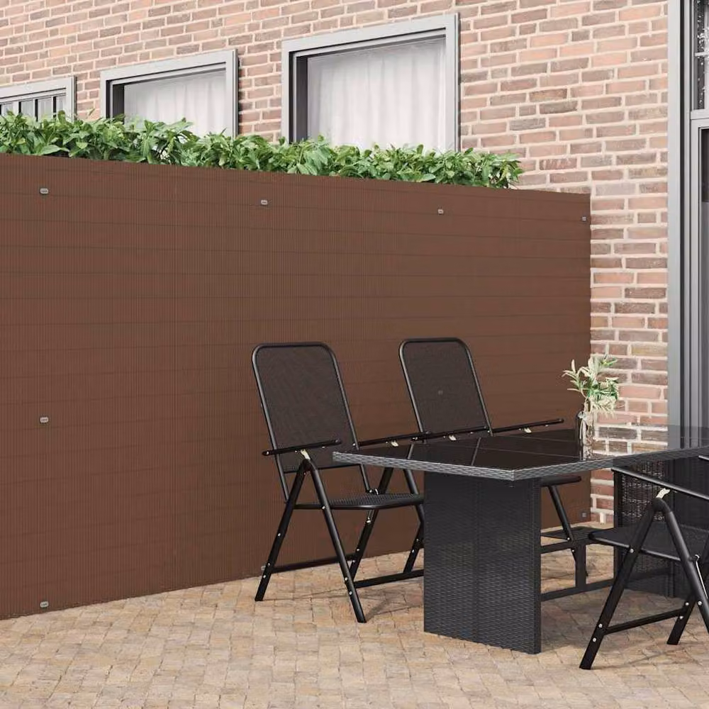 Berkfield Double-Sided Brown PVC Garden Fence Mat, H: 180 cm x W: 500 cm – 2