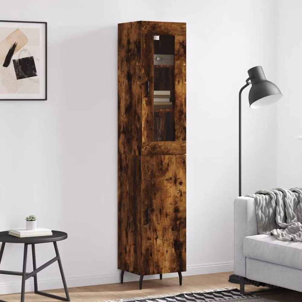 Berkfield Home Highboard in Smoked Oak, Brown, W/D/H: 34.5 x 34 x 180 cm – 2