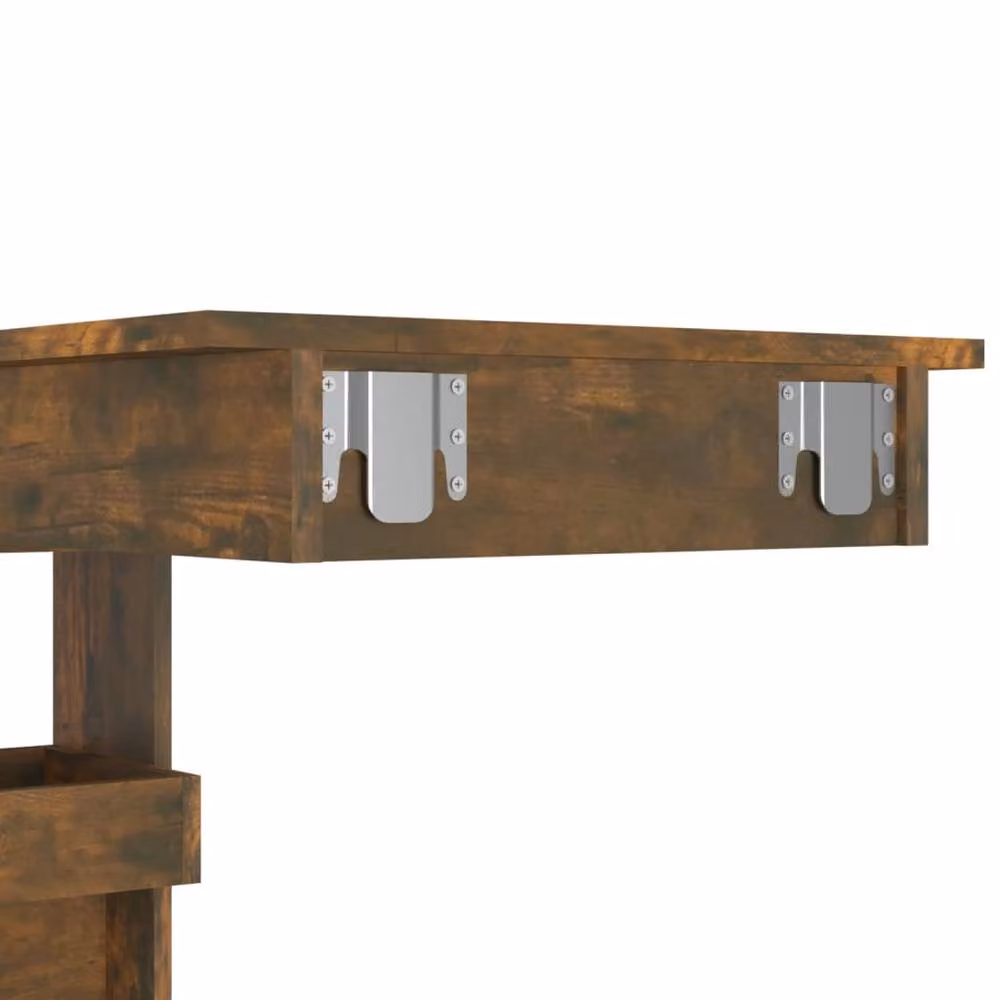 Berkfield Home Wall Bar Table in Smoked Oak Brown, W: 102 cm, D: 45 cm, H: 103.5 cm – 7