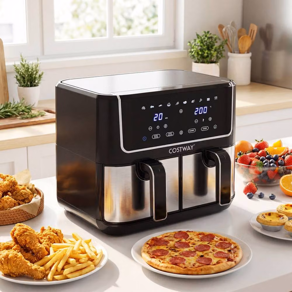 Costway 2100W Dual-Zone Air Fryer Oven with 8L Capacity and 10 Presets in Black – 3