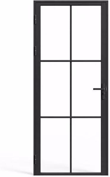 Vente-unique Aluminium and Tempered Glass Reversible Door Unit, Black, H: 204 cm, W: 93 cm