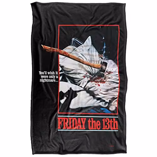 Warner Bros. Friday the 13th Pillow Axe Poster Super Soft Fleece Throw Blanket, Multicolour, W: 91 cm x D: 147 cm – 1