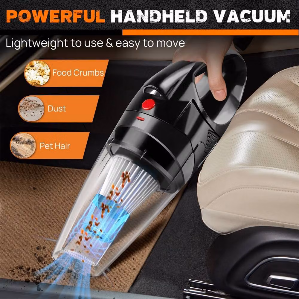 VOGREX Cordless Handheld Wet Dry Vacuum Cleaner in Black with 60kPa Suction for Car and Home Use – 3
