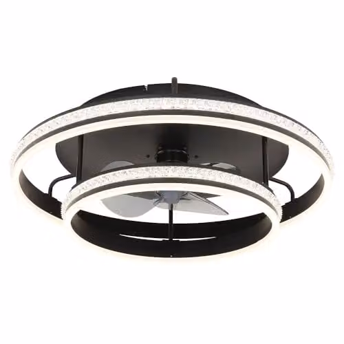 Netlighting Globo Lighting Modern Black Ceiling Fan with Dimmable LED and Remote Control