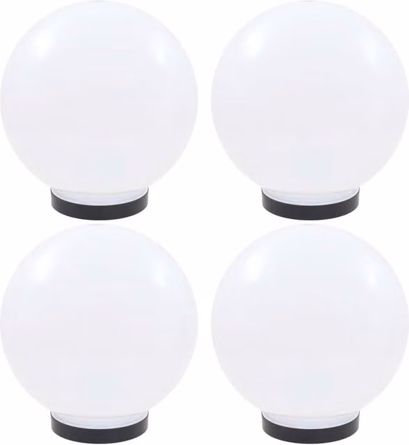 Berkfield Home Set of 4 White Spherical LED Bowl Tabletop Lamps, Diameter: 25 cm