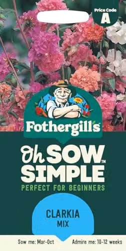 Mr Fothergill's Oh Sow Simple Clarkia Mix Ornamental Flower Seeds in White, Purple and Pink – 1