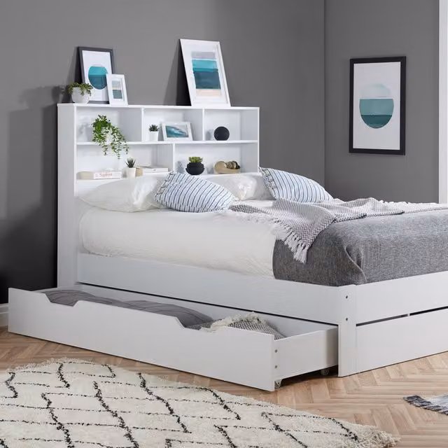 Birlea Alfie King Storage Bed with Drawers in White, W/D/H: 180 x 200 cm