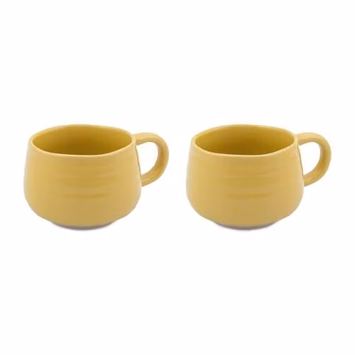 Jamie Oliver Big Love Yellow Cosy Cuppa Set, 2pc Speckled Stoneware Mugs, 375ml each, H: 13 cm, W: 10 cm, D: 7 cm – 1