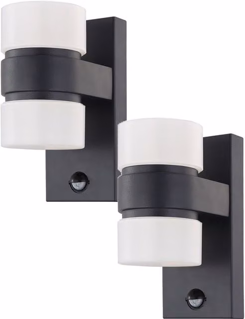 Loops 2 Pack Anthracite Aluminium Outdoor LED Wall Lights with PIR Motion Sensor and IP44 Rating