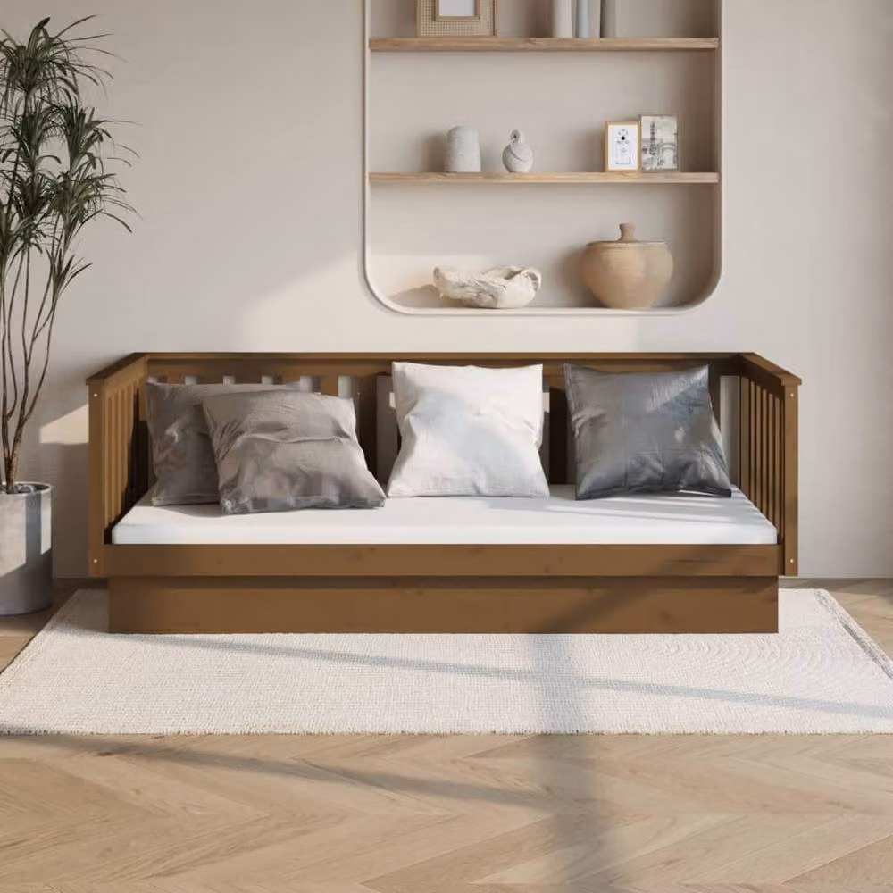 Berkfield Home Beautiful Day Bed in Honey Brown Solid Pine Wood, W/D/H: 80 x 200 cm – 2