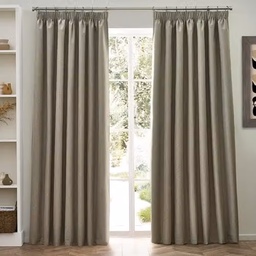 Riva Home Dawn Thermal Blackout Pencil Pleat Curtains, Beige, Width: 168 cm, Drop: 137 cm – 3