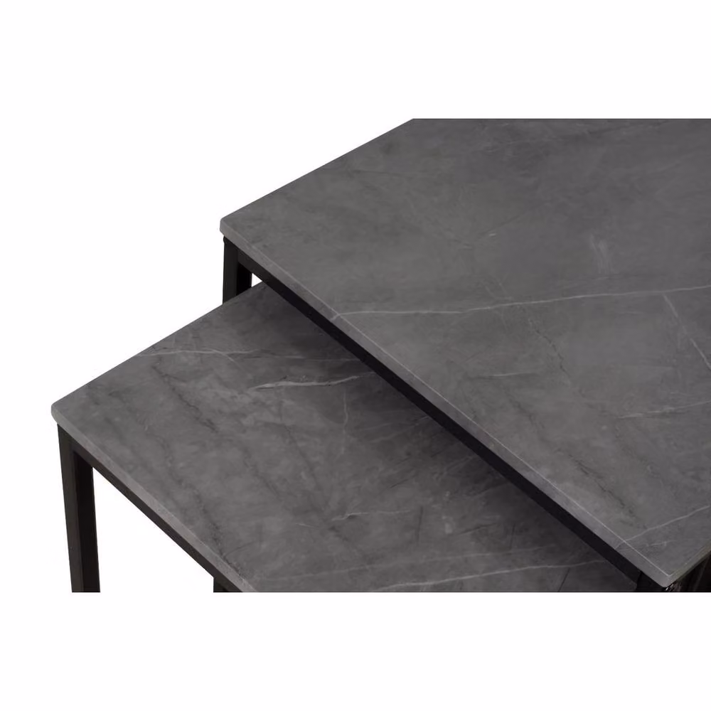 Havendro Square Nest of Tables with Grey MDF Tops and Black Metal Frame – 4